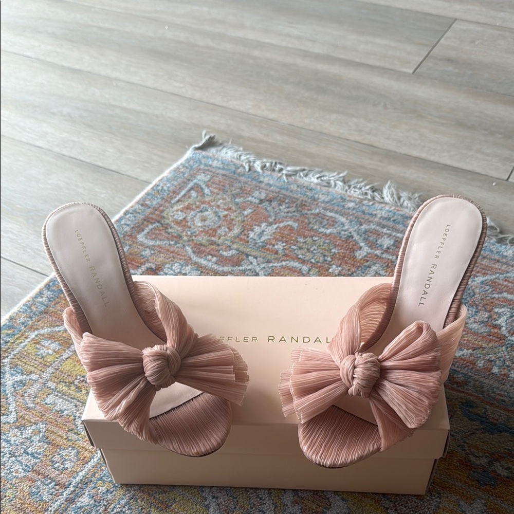 Loeffler Randall Penny Blush Pink Mules with Decorative Bows